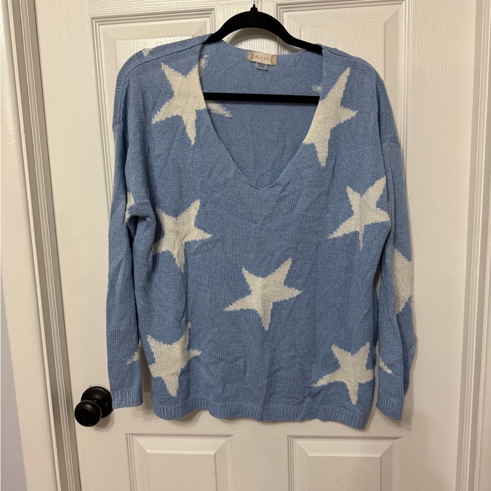 Altar’d state light blue sweater with‎ star print detail size medium